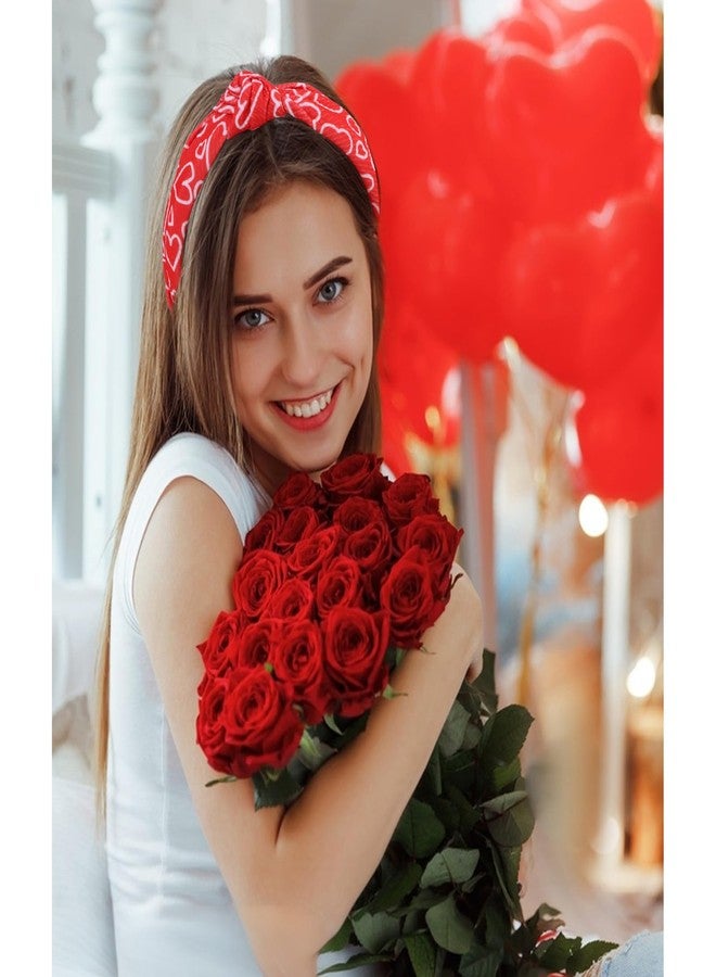 AMCAMI 2PCS Valentine's Day Headband for Women,Red Love Heart Headband,Wide Knot Fabric Hair Hoop Hair Accessory for Party & Gifts - Image 3